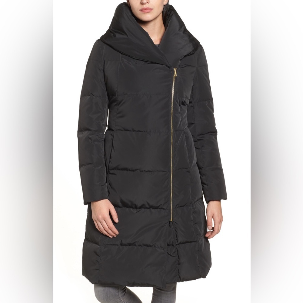 MCole Haan Down & Feather Coat in Black